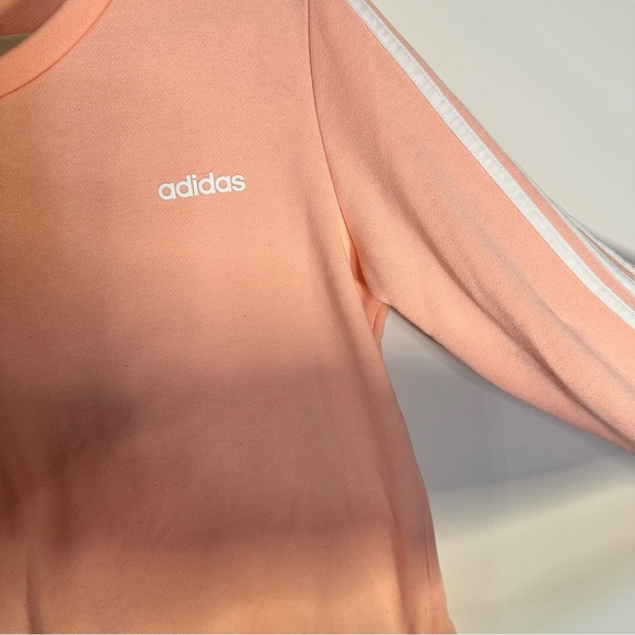 Adidas Climalite Pink Long Sleeve Sweatshirt Women’s Large 3Stripes Crewneck - Picture 4 of 14